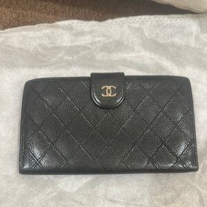 Chanel Black Quilted Caviar Leather Wallet